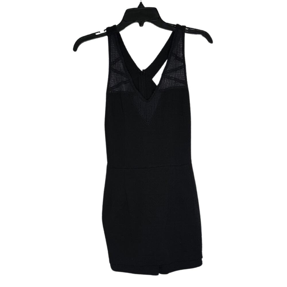 Free People Black Textured Romper Mesh Details Cut Out Back 1025